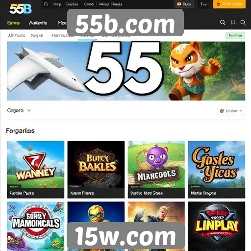Oferta de jogos e diversidade em 55b.com